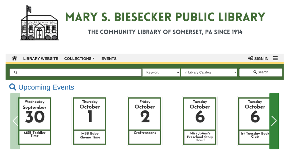 screenshot of Aspen catalog header